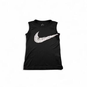 Nike Dri-FIT Tank Top Youth M Black Swoosh Sleeveless Athletic Shirt